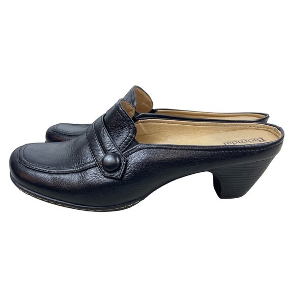 Björndal Women's Black Leather Gena Backless Slip On Comfort Clog Shoes Sz 8.5M - Picture 6 of 9